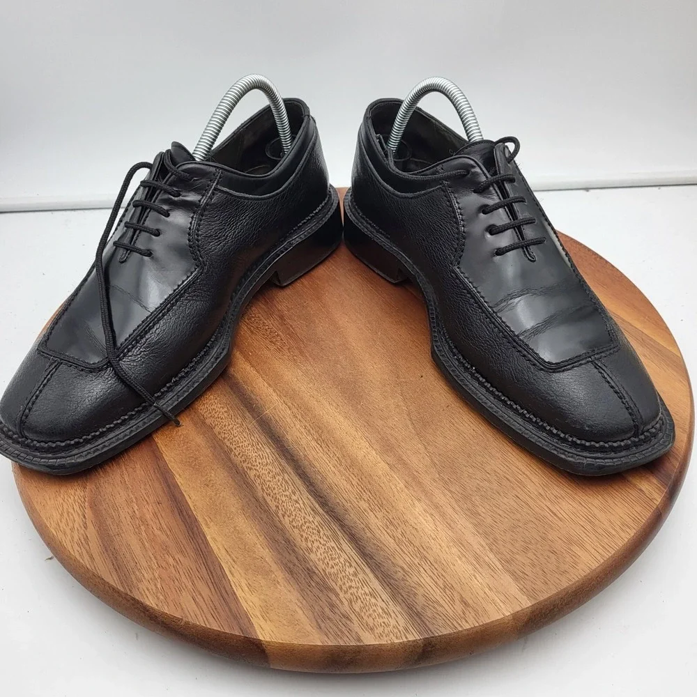 Mezlan Cappella Oxford Dress Shoes Mens Size 8 Black Leather‎ Split Toe Spain